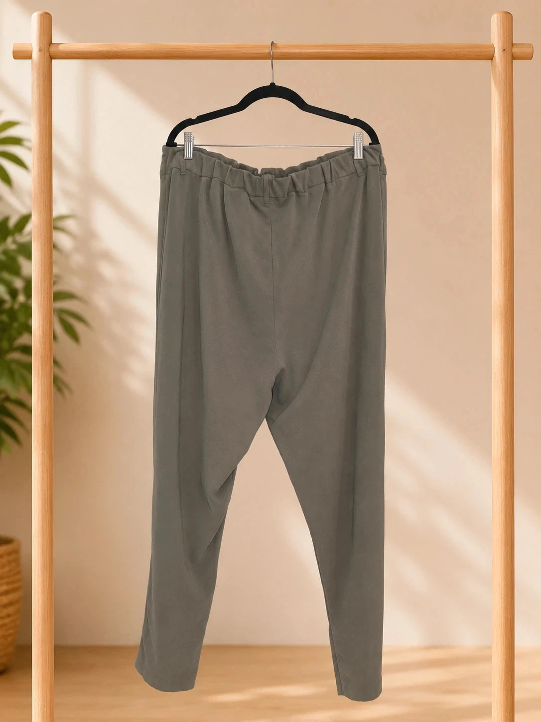 Khaki TEX flowy pants T3XL – fits 50/52 – elastic waist – photo 2